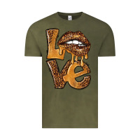Vintage Olive love leopard with lips Vintage Tee - NancyCooperArtShop