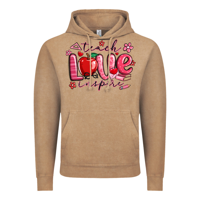 Teach Love Inspire Valentines Day Vintage Hoodie by MaliasSmallBusiness | Teevron