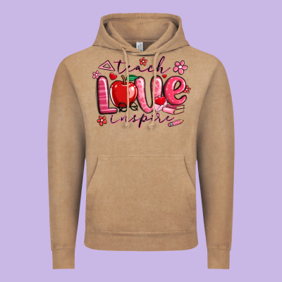 Teach Love Inspire Valentines Day Vintage Hoodie Designed By Maliassmallbusiness