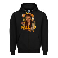 Black Fall vibes afro woman Zipper Hoodie - NancyCooperArtShop