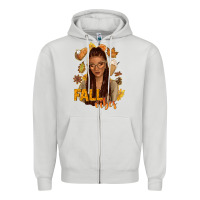 Dove Grey Fall vibes afro woman Zipper Hoodie - NancyCooperArtShop