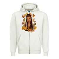 Oatmeal Heather Fall vibes afro woman Zipper Hoodie - NancyCooperArtShop
