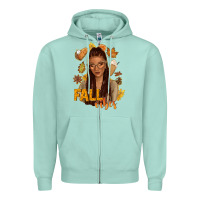 Seafoam Fall vibes afro woman Zipper Hoodie - NancyCooperArtShop