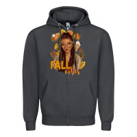 Smoke Fall vibes afro woman Zipper Hoodie - NancyCooperArtShop