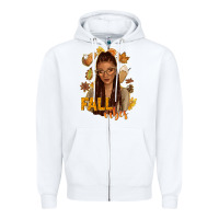 White Fall vibes afro woman Zipper Hoodie - NancyCooperArtShop
