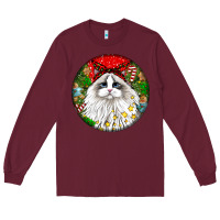 Burgundy christmas ragdoll  cat Long Sleeve Tee - LillyAllenDesigns