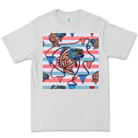 Dove Grey american flag bass Premium Tee - BundleAndBundleShop
