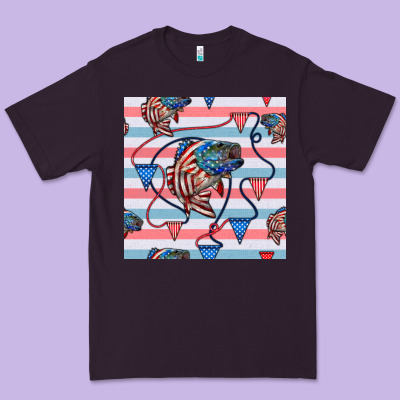 American Flag Bass Premium Tee Designed By Bundleandbundleshop
