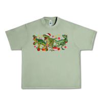 Oil Green christmas dinosaurs Urban Heavy Tee - MaliasSmallBusiness