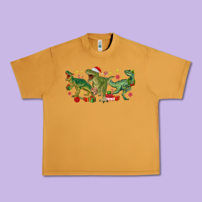 Christmas Dinosaurs Urban Heavy Tee Designed By Maliassmallbusiness