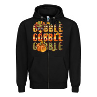 Black Gobble gobble turkey Thanksgiving Zipper Hoodie - NancyCooperArtShop