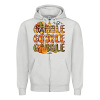 Dove Grey Gobble gobble turkey Thanksgiving Zipper Hoodie - NancyCooperArtShop