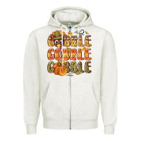Oatmeal Heather Gobble gobble turkey Thanksgiving Zipper Hoodie - NancyCooperArtShop