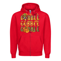 Red Gobble gobble turkey Thanksgiving Zipper Hoodie - NancyCooperArtShop