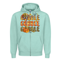 Seafoam Gobble gobble turkey Thanksgiving Zipper Hoodie - NancyCooperArtShop