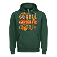 Sports Green Gobble gobble turkey Thanksgiving Zipper Hoodie - NancyCooperArtShop