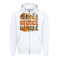 White Gobble gobble turkey Thanksgiving Zipper Hoodie - NancyCooperArtShop