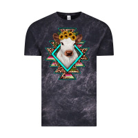 Cloud Black heifer cowhide aztec Vintage Tee - JahusDesignShop