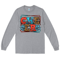 Heather Grey Cheer Baseball stitchs Long Sleeve Tee - LillyAllenDesigns