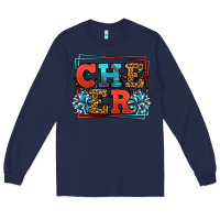 Navy Cheer Baseball stitchs Long Sleeve Tee - LillyAllenDesigns