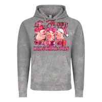 Cloud Rock Happy Hallothanksmas Pigs pink Vintage Hoodie - NancyCooperArtShop