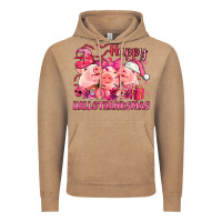 Vintage Coffee Happy Hallothanksmas Pigs pink Vintage Hoodie - NancyCooperArtShop