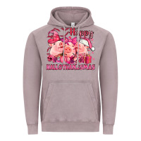 Vintage Zinc Happy Hallothanksmas Pigs pink Vintage Hoodie - NancyCooperArtShop
