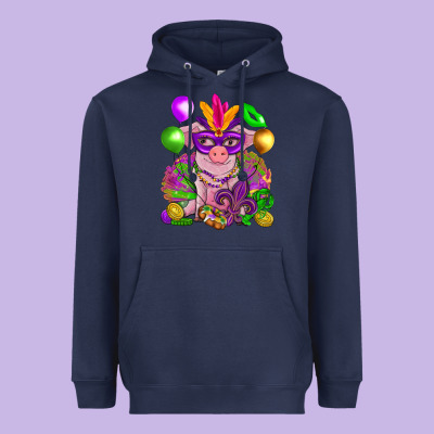 Mardi Gras Pig Heavyweight Hoodie Designed By Howdyjamesfarm