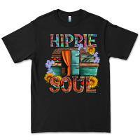 Black hippie soul with caravan and flowers Premium Tee - Artiststas