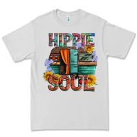 Dove Grey hippie soul with caravan and flowers Premium Tee - Artiststas