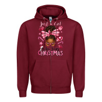 Burgundy just a girl who loves pink christmas afro messy bu Zipper Hoodie - texasbilliewilder