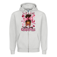 Dove Grey just a girl who loves pink christmas afro messy bu Zipper Hoodie - texasbilliewilder