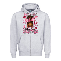 Heather Grey just a girl who loves pink christmas afro messy bu Zipper Hoodie - texasbilliewilder