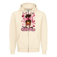 Sandshell just a girl who loves pink christmas afro messy bu Zipper Hoodie - texasbilliewilder