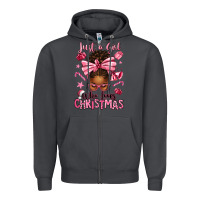 Smoke just a girl who loves pink christmas afro messy bu Zipper Hoodie - texasbilliewilder
