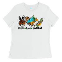 White peace love  bullskull Ladies Tee - AdoDesignShop