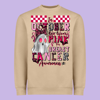 Pink Ghost Breast Cancer Awareness Heavyweight Sweatshirt Designed By Lillyallendesigns