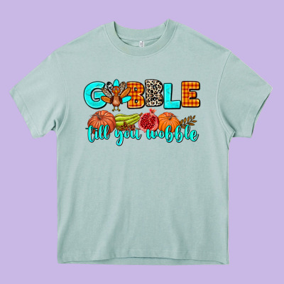Gobble Till You Wobble Heavy Core Tee Designed By Adodesignshop
