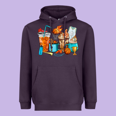 Basketball Coffee Cups Heavyweight Hoodie Designed By Howdyjamesfarm