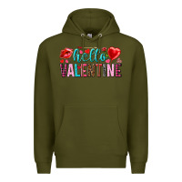 Army Green Hello Valentine Premium Hoodie - HowdyJamesFarm