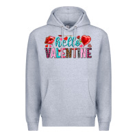 Heather Grey Hello Valentine Premium Hoodie - HowdyJamesFarm
