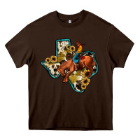 Chocolate Brown rodeo sunflower texas map Heavy Core Tee - JahusDesignShop