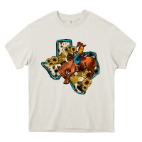 Cream rodeo sunflower texas map Heavy Core Tee - JahusDesignShop