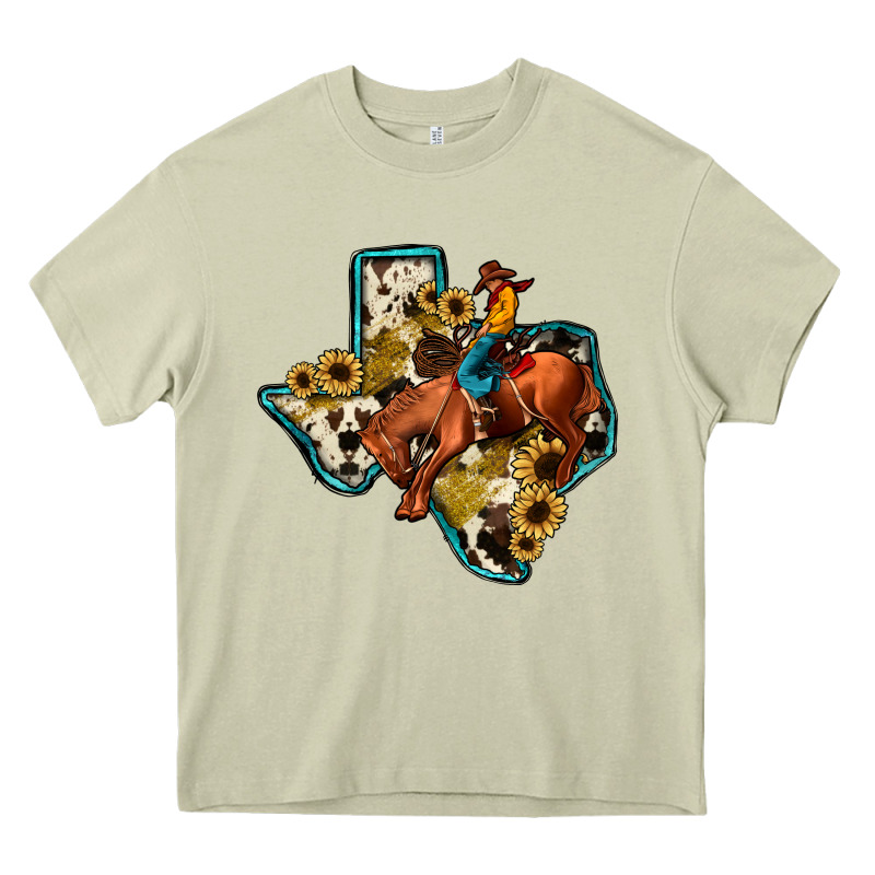 Rodeo Sunflower Texas Map Heavy Core Tee by JahusDesignShop | Teevron