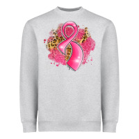 Heather Grey breast cancer awareness ribbon with glitter pink l Heavyweight Sweatshirt - LillyAllenDesigns