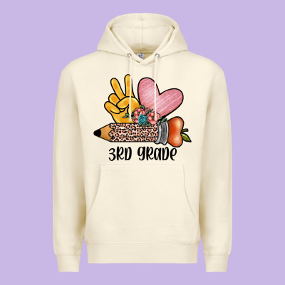 Peace Love 3rd Grade Premium Hoodie Designed By Jahusdesignshop