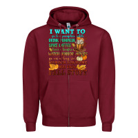 Burgundy I want to Fall stuff Zipper Hoodie - NancyCooperArtShop