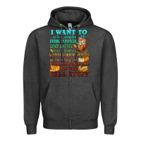 Charcoal Heather I want to Fall stuff Zipper Hoodie - NancyCooperArtShop