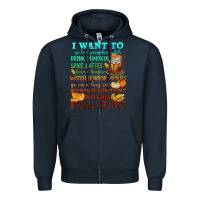 Navy I want to Fall stuff Zipper Hoodie - NancyCooperArtShop