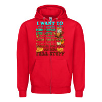 Red I want to Fall stuff Zipper Hoodie - NancyCooperArtShop